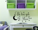 We love you to the moon and back with hanging planets and rocket design wall art sticker decal, children's room, nursery, baby room